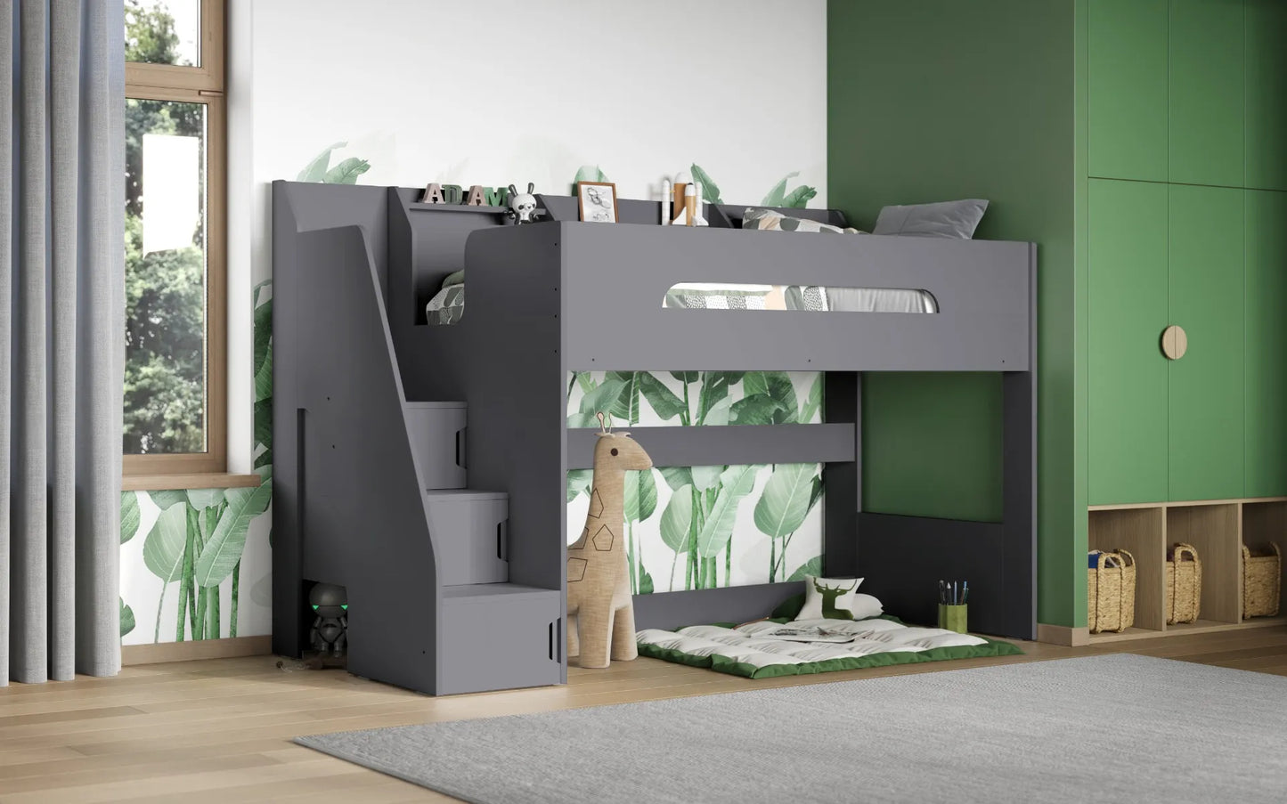 Flair Stepaside Staircase High Sleeper Frame - Grey