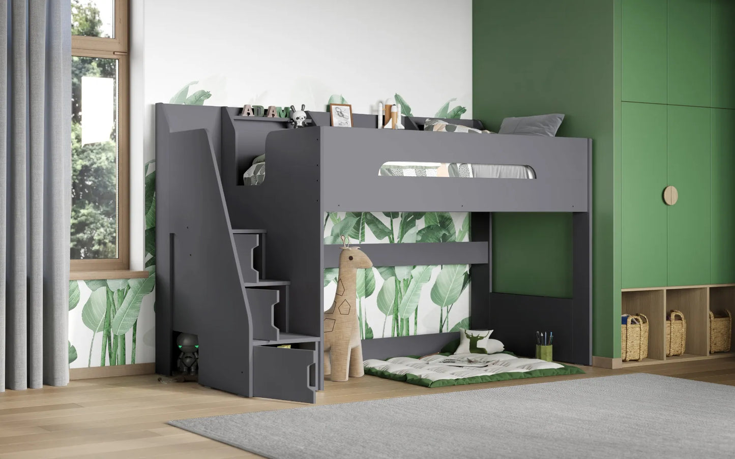 Flair Stepaside Staircase High Sleeper Frame - Grey