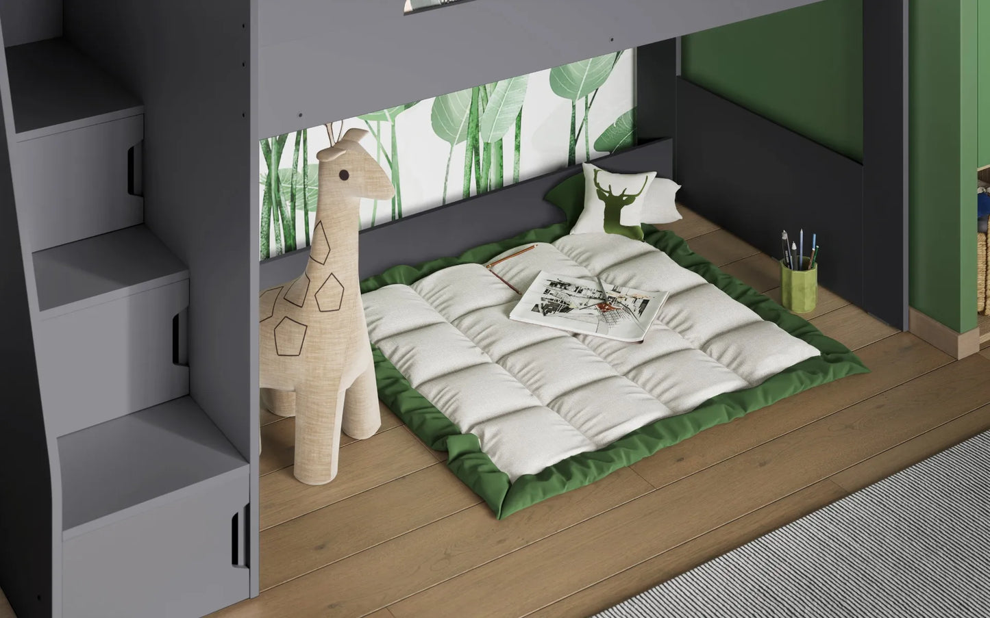 Flair Stepaside Staircase High Sleeper Frame - Grey