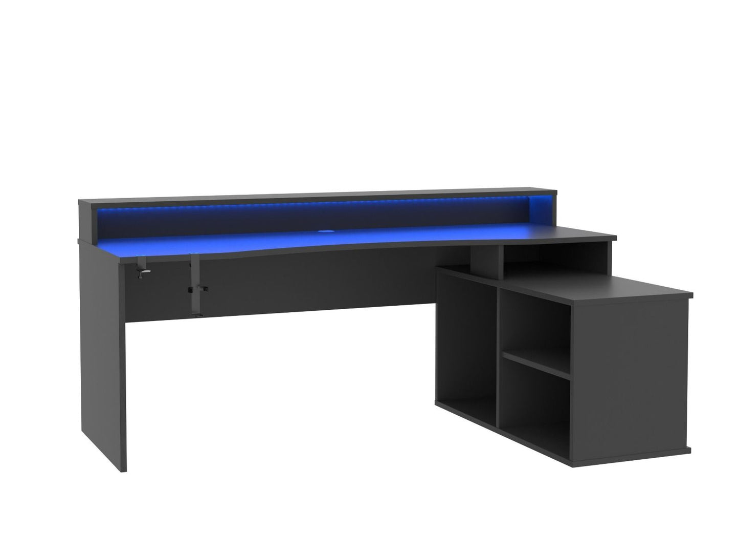Flair Power W L Shaped Corner Gaming Desk with Colour Changing Led Lights