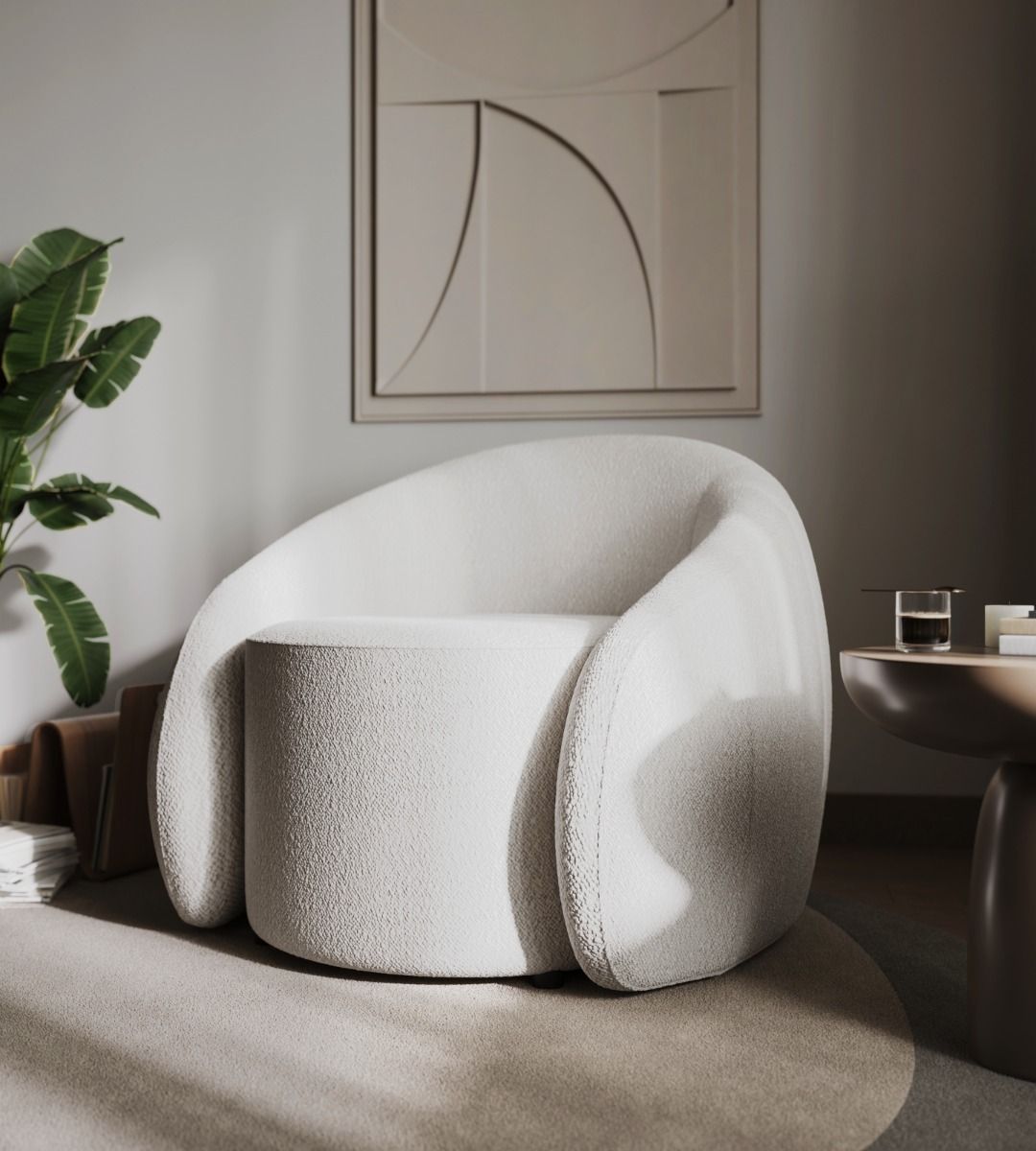 Flair Aelia Boucle Teddy Accent Swivel Chair - Cream