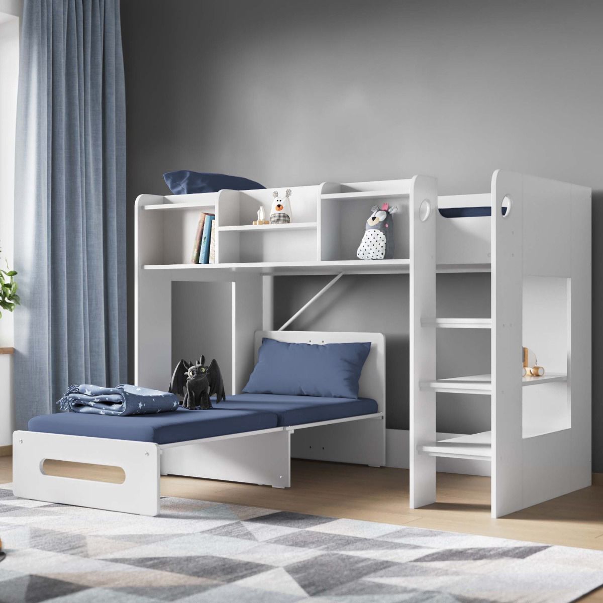 Flair Wizard Junior Mid High Sleeper With Pull Out Futon