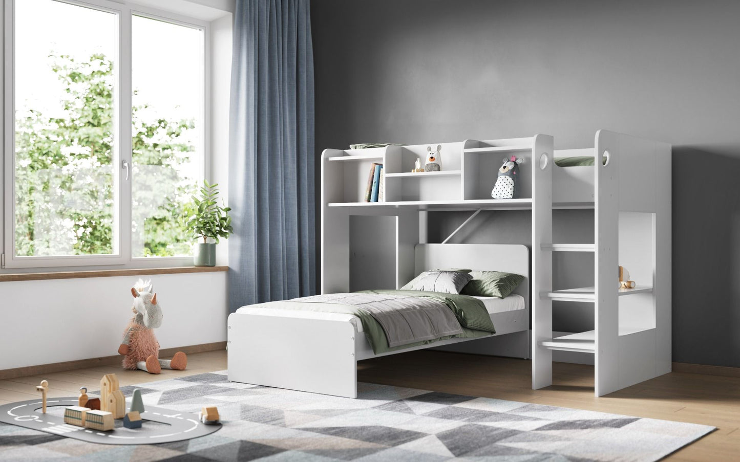 Flair Wizard Junior L Shaped Bunk Bed - White