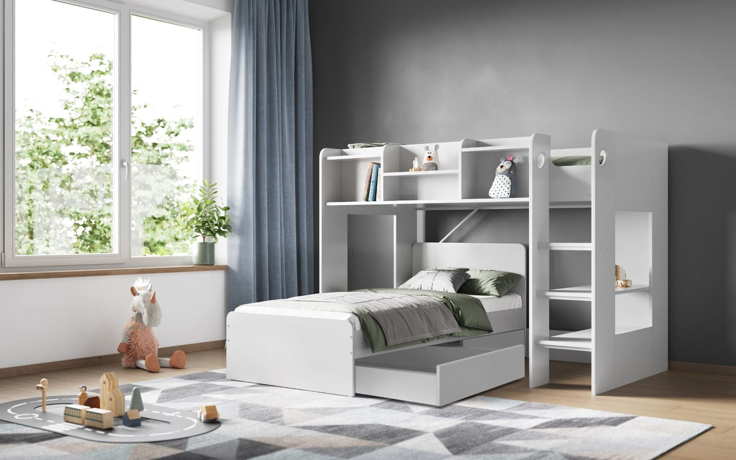 Flair Wizard Junior L Shaped Bunk Bed - White