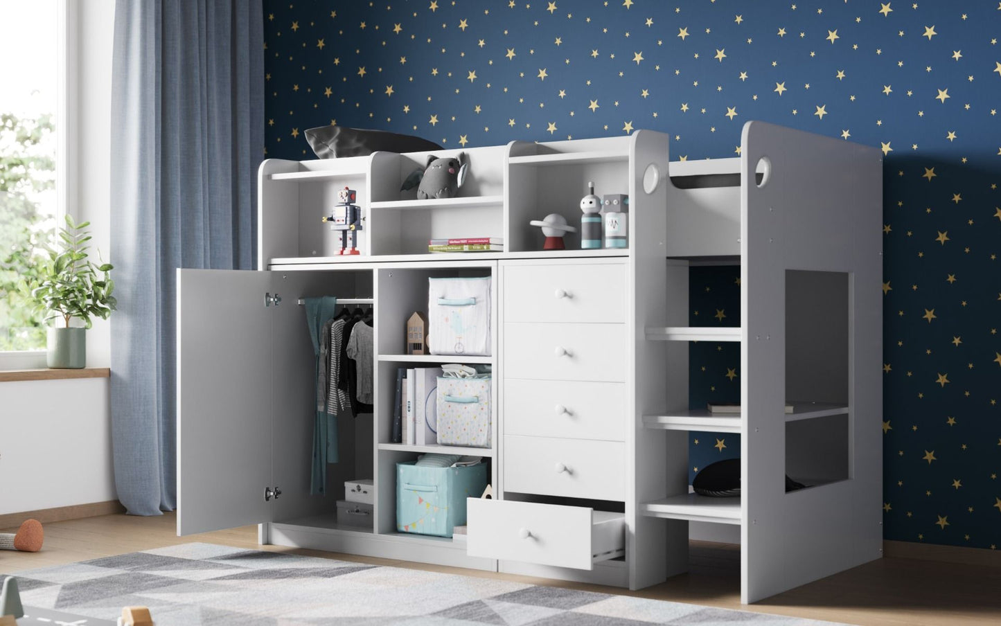 Flair Wizard Junior Mid High Sleeper Storage Station - White