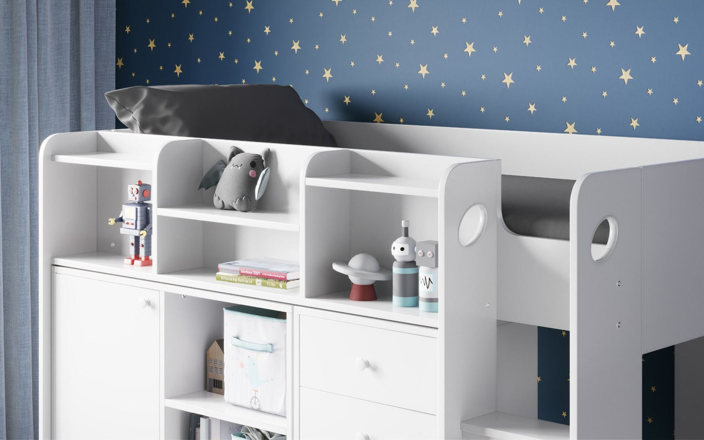 Flair Wizard Junior Mid High Sleeper Storage Station - White