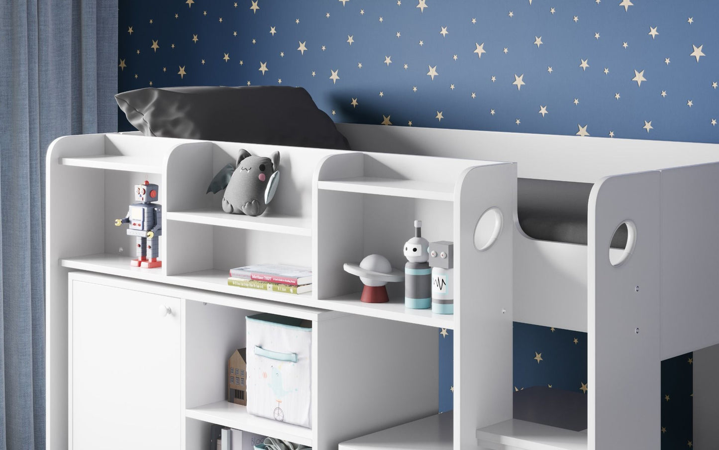 Flair Wizard Junior Mid High Sleeper Workstation - White