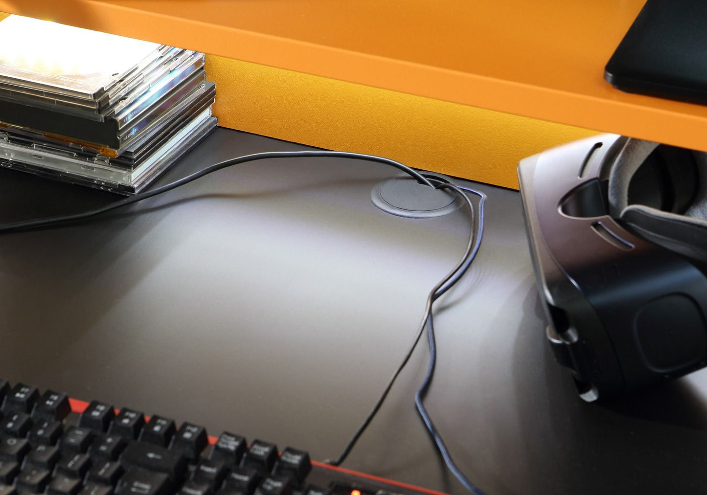 Flair Power Y Led Gaming Desk Orange and Black