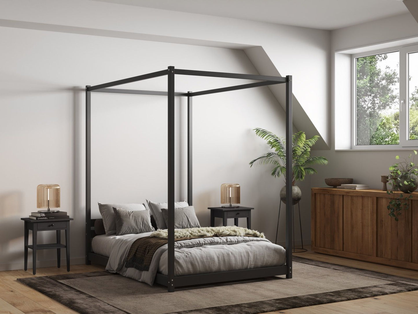 Flair Zara Four Poster Wooden Bed Frame Double