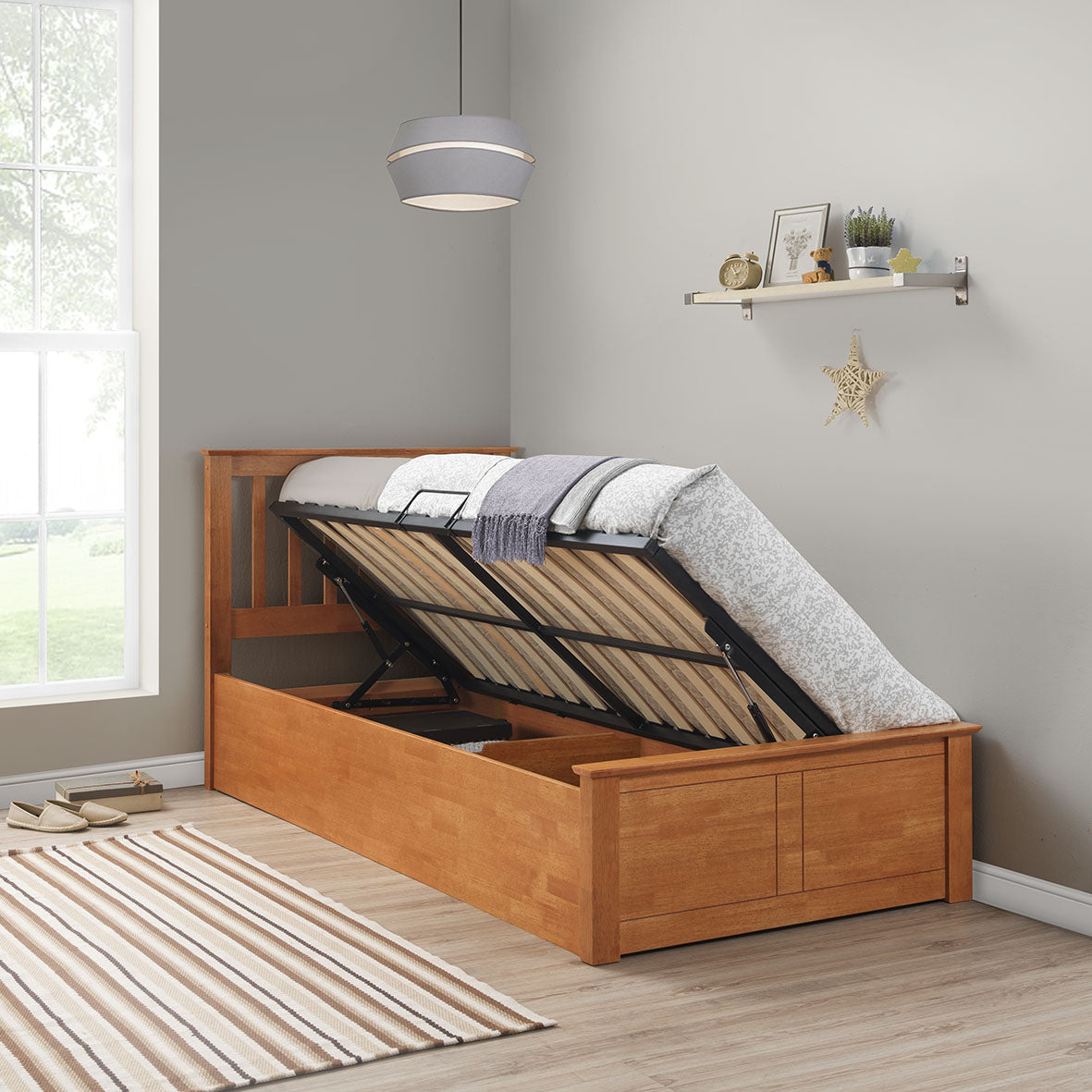 Bedmaster Francis Oak Wooden Ottoman Bed