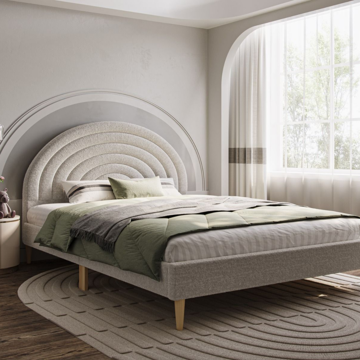 Flair Ava Boucle Fabric Double Bed
