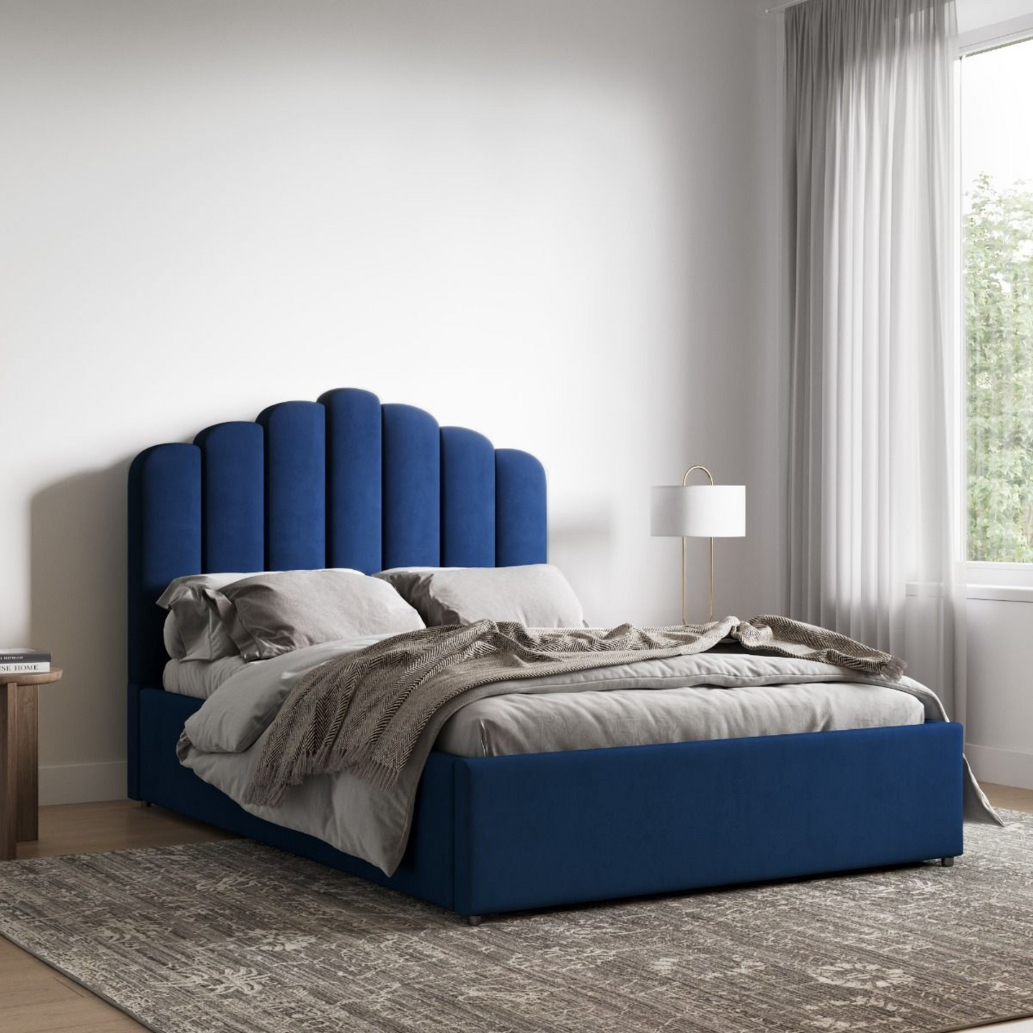 Flair Velvet Poseidon Shell Ottoman Bed