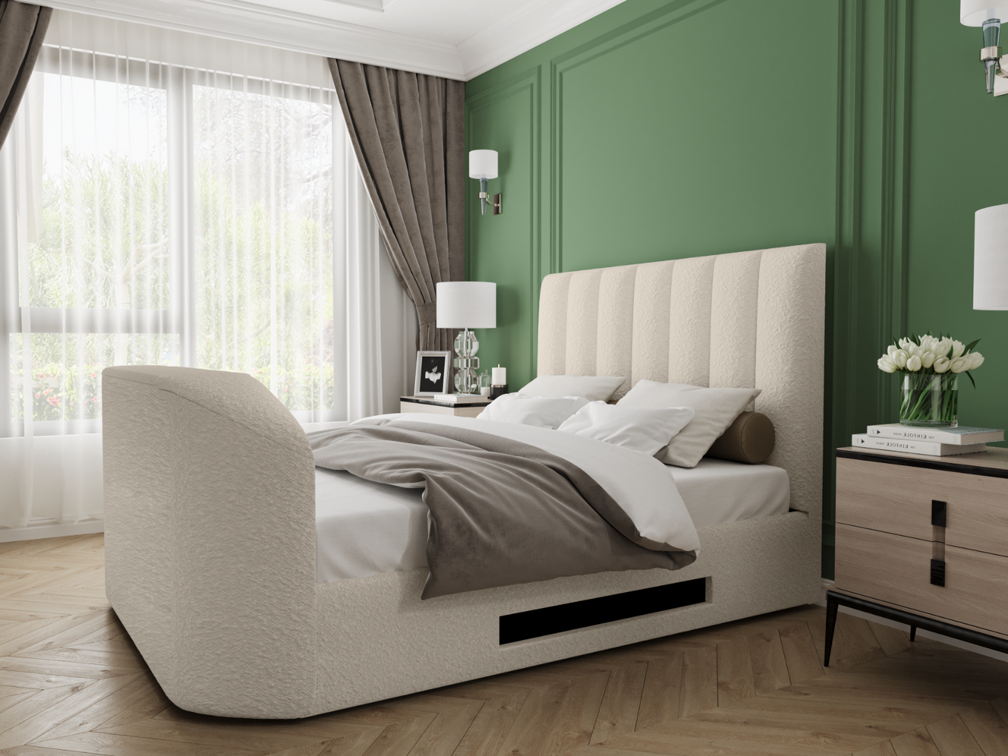 Flair Megane Boucle Side Lift TV Ottoman Bed