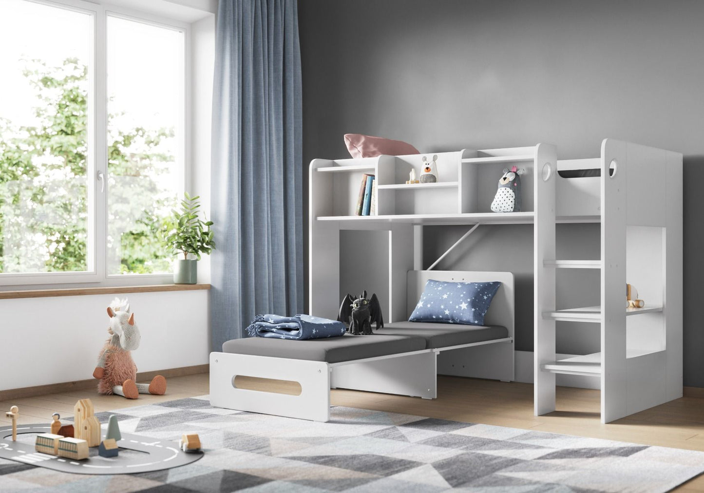 Flair Wizard Junior Mid High Sleeper With Pull Out Futon