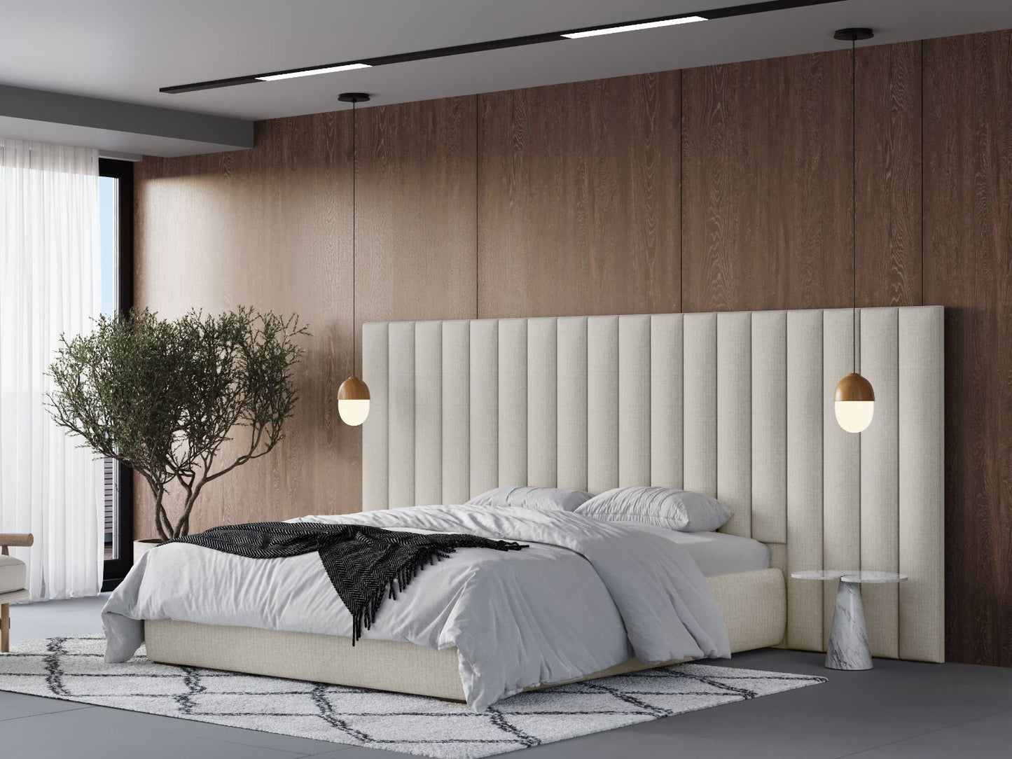 Flair Rosita Hotel Bed with Wide Panelled Headboard Cream