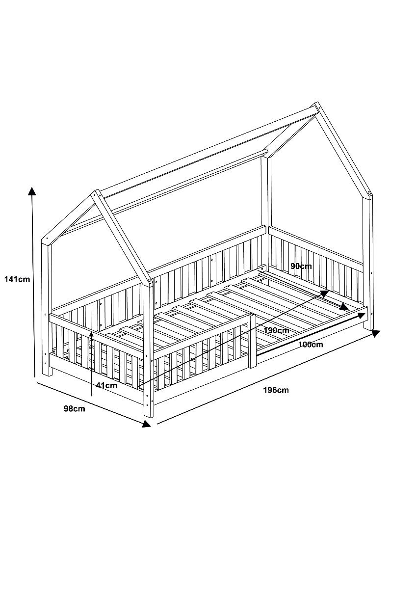 Flair Wooden Explorer Playhouse Bed With Rails