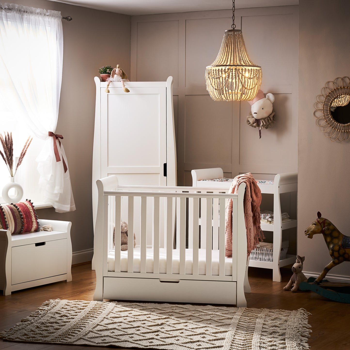 Obaby Stamford Space Saver 3 Piece Room Set - White 100 x 50