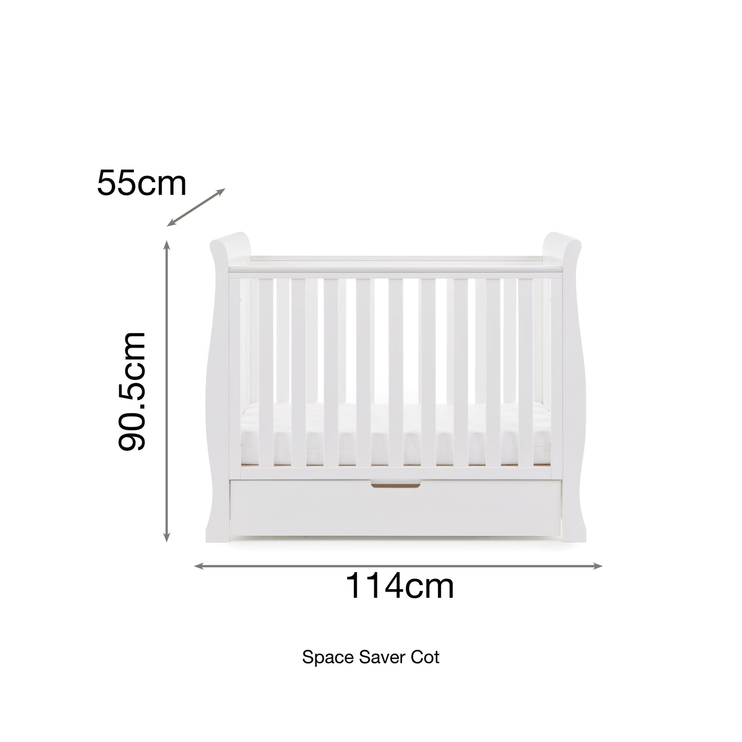 Obaby Stamford Space Saver Cot - White 100 x 50