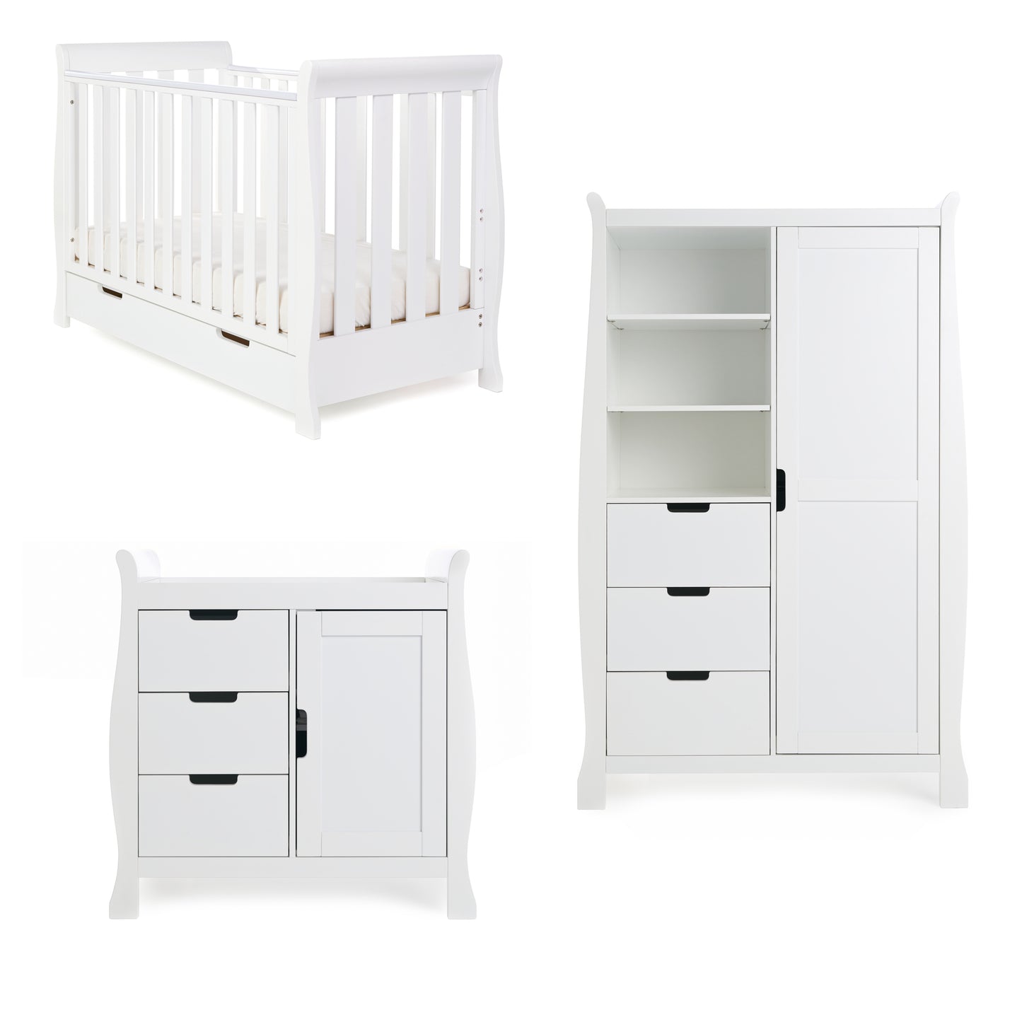 Obaby Stamford Mini 3 Piece Room Set - White 120 x 60