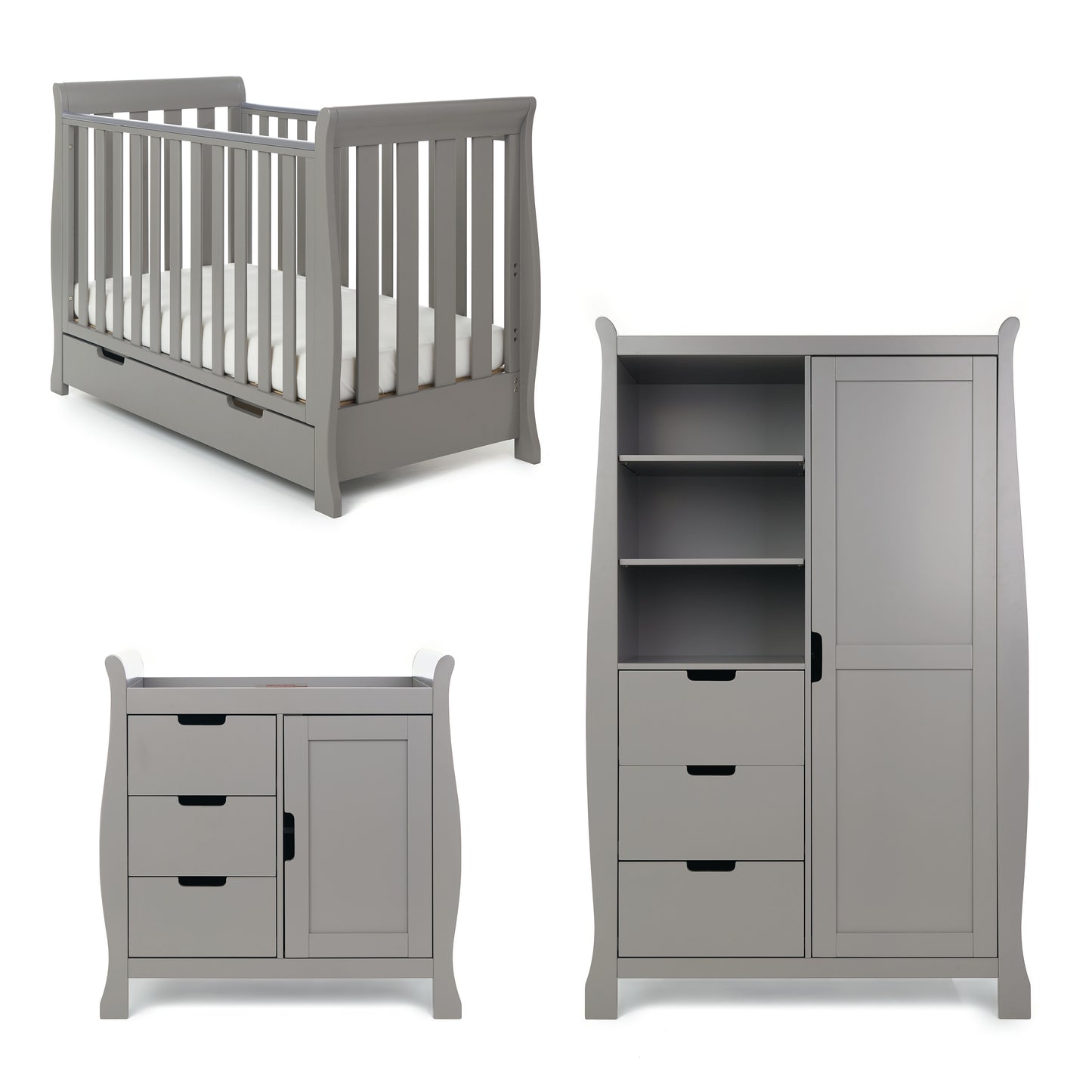 Obaby Stamford Mini 3 Piece Room Set - Taupe Grey 120 x 60