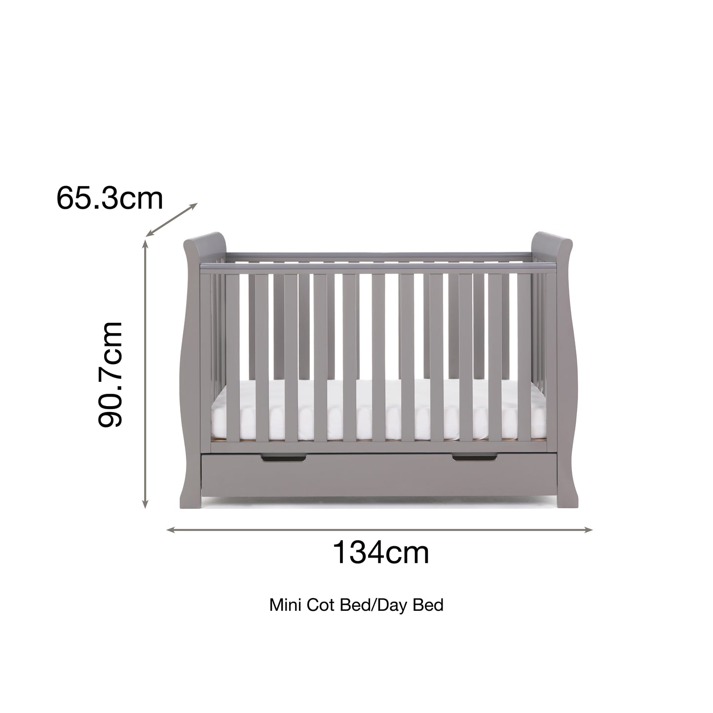 Obaby Stamford Mini Cot Bed - Taupe Grey 120 x 60