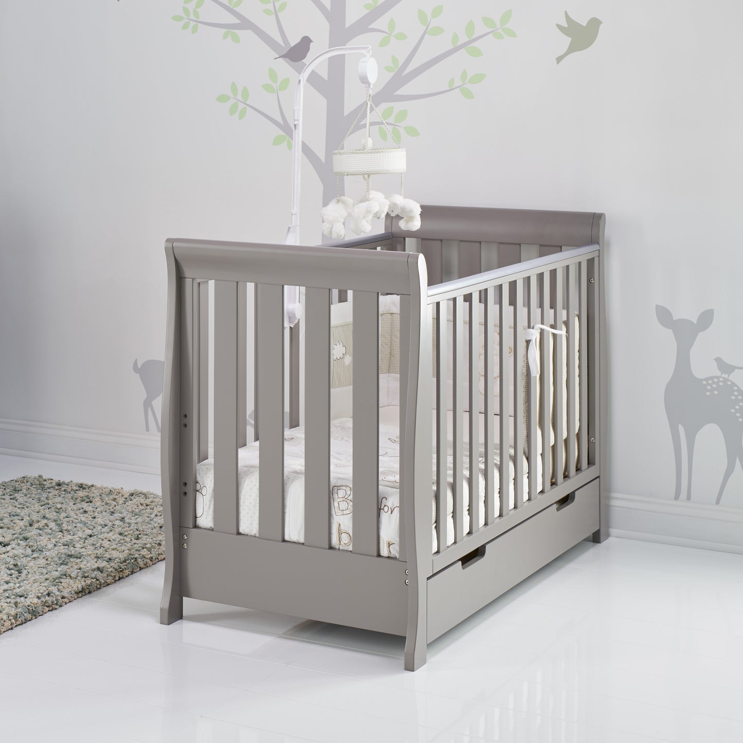 Obaby Stamford Mini Cot Bed - Taupe Grey 120 x 60