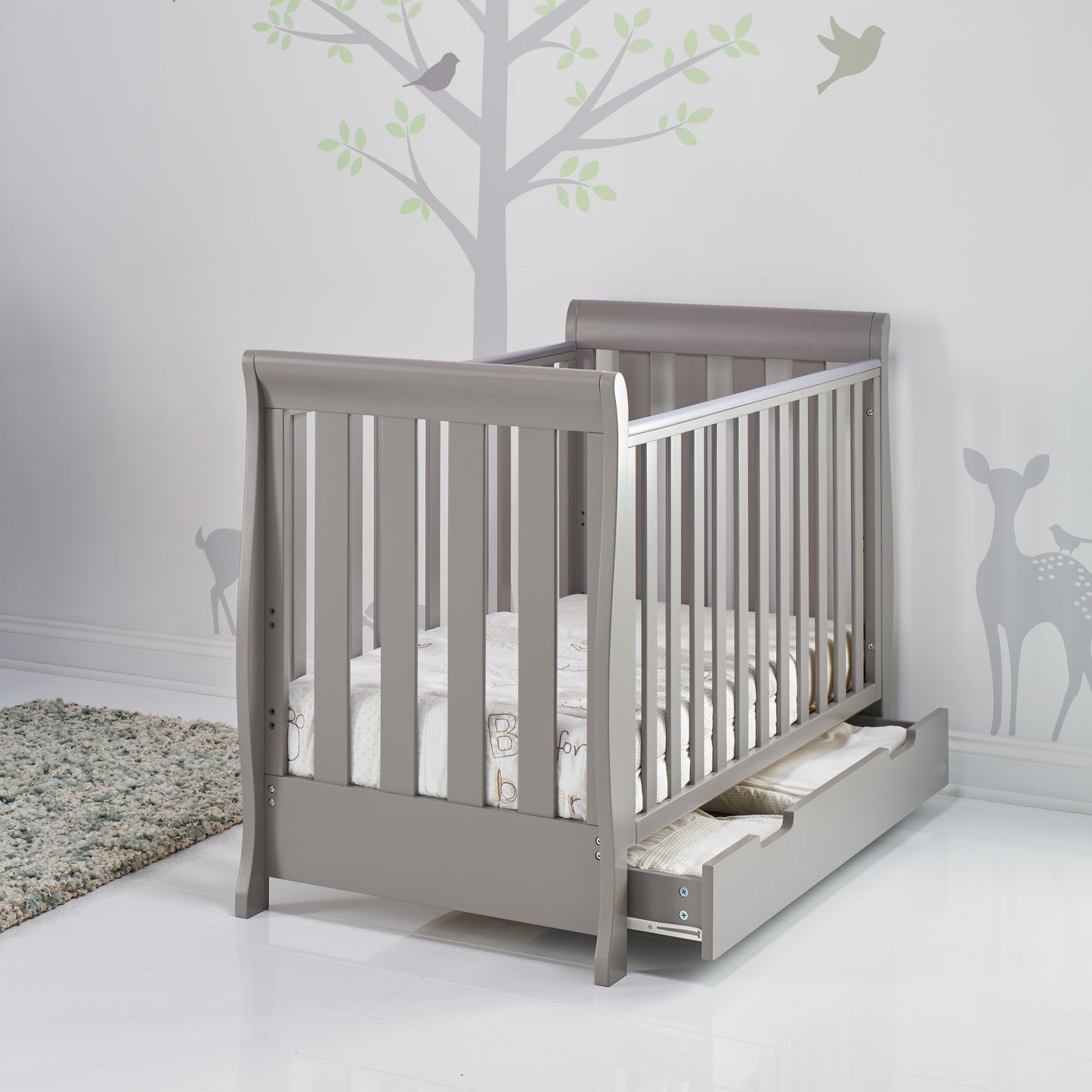 Obaby Stamford Mini Cot Bed - Taupe Grey 120 x 60