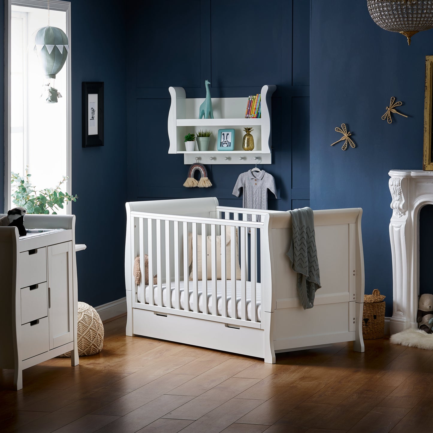 Obaby Stamford Classic Sleigh 2 Piece Room Set - White 140 x 70