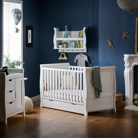 Obaby Stamford Classic Sleigh 2 Piece Room Set - White 140 x 70