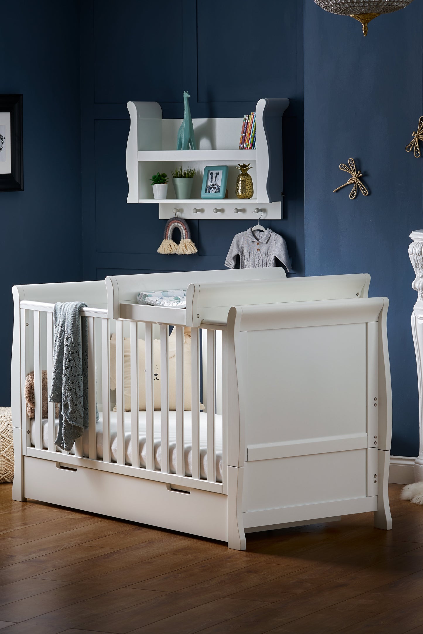 Obaby Stamford Classic Sleigh Cot Bed - White 140 x 70