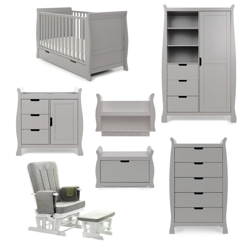 Obaby Stamford Classic Sleigh 7 Piece Room Set - Warm Grey 140 x 70