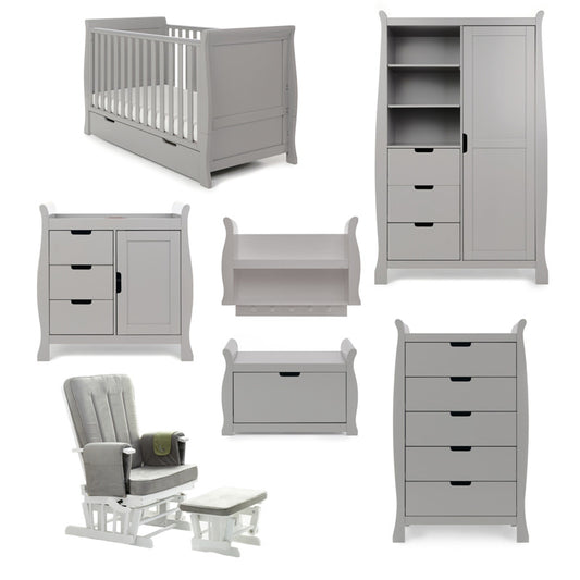 Obaby Stamford Classic Sleigh 7 Piece Room Set - Warm Grey 140 x 70