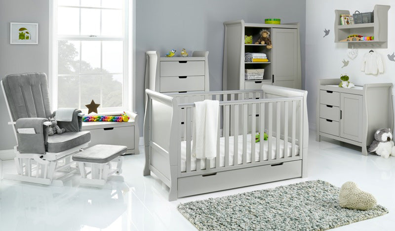 Obaby Stamford Classic Sleigh 7 Piece Room Set - Warm Grey 140 x 70