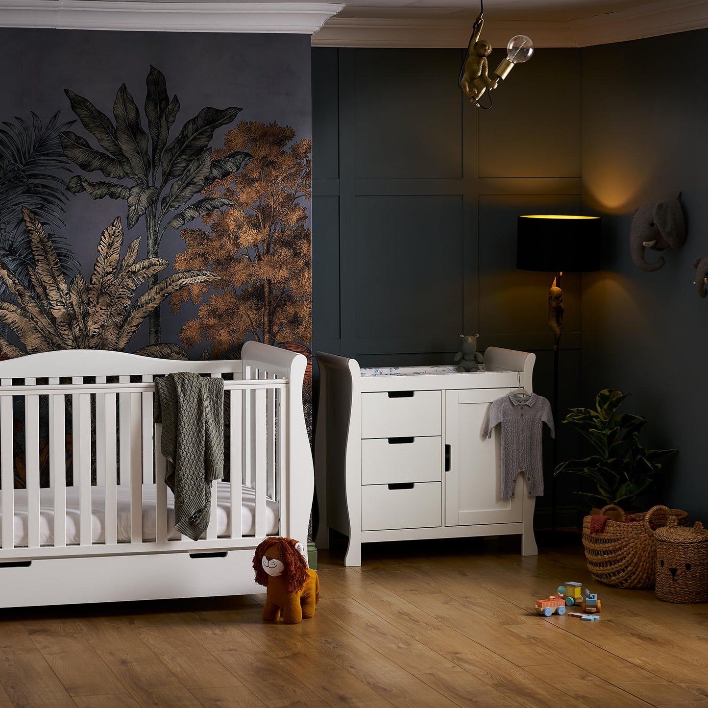 Obaby Stamford Luxe Sleigh 2 Piece Room Set - White 140 x 70