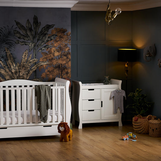 Obaby Stamford Luxe Sleigh 2 Piece Room Set - White 140 x 70