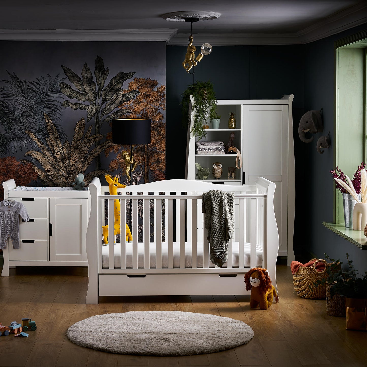 Obaby Stamford Luxe Sleigh 3 Piece Room Set - White 140 x 70