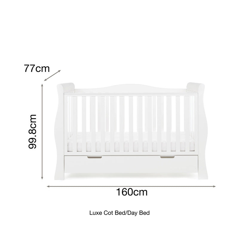 Obaby Stamford Luxe Sleigh 3 Piece Room Set - White 140 x 70