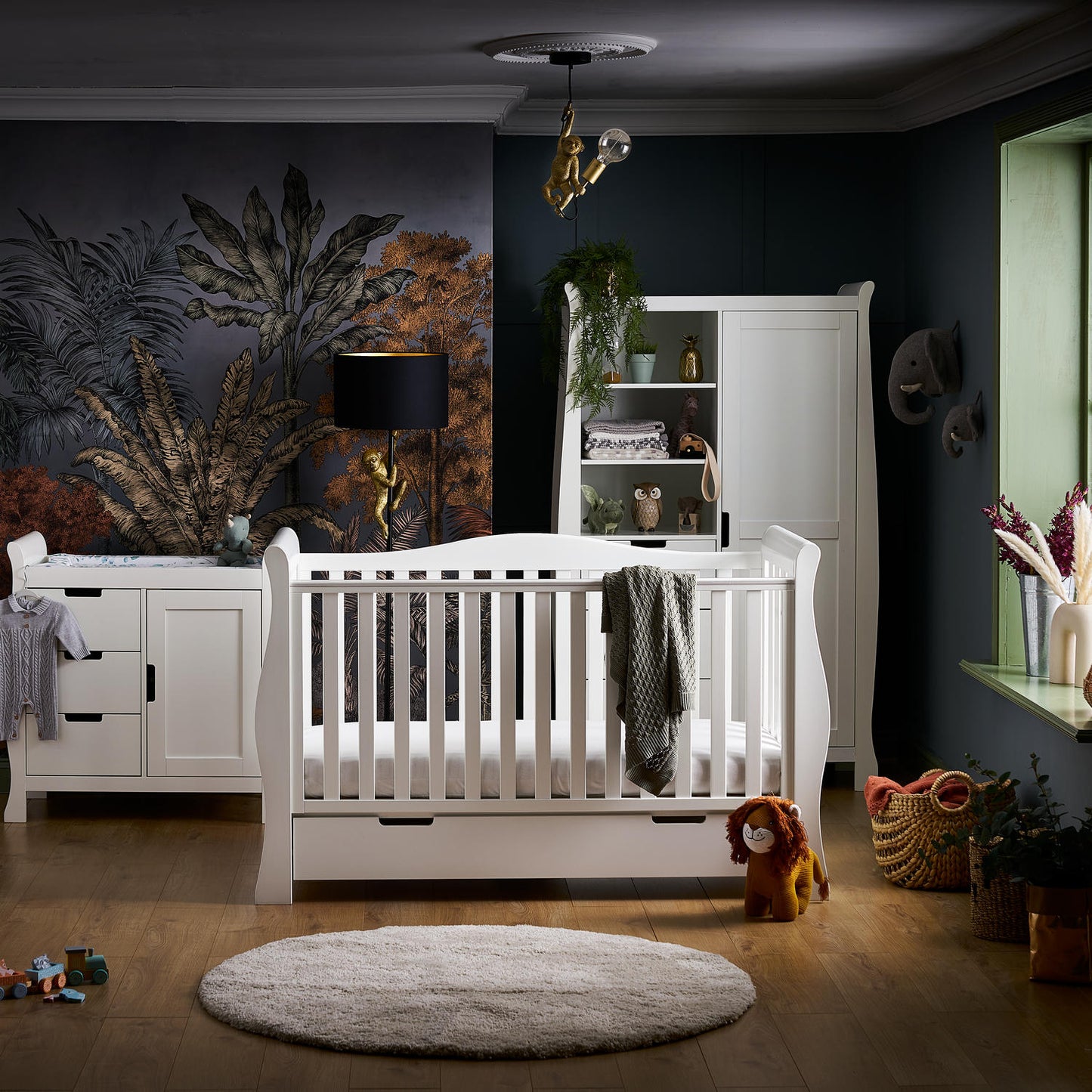 Obaby Stamford Luxe Sleigh 3 Piece Room Set - White 140 x 70