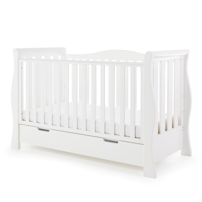 Obaby Stamford Luxe Sleigh Cot Bed - White 140 x 70