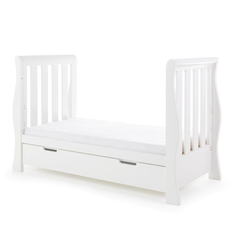 Obaby Stamford Luxe Sleigh Cot Bed - White 140 x 70