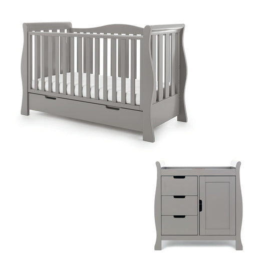 Obaby Stamford Luxe Sleigh 2 Piece Room Set - Taupe Grey 140 x 70