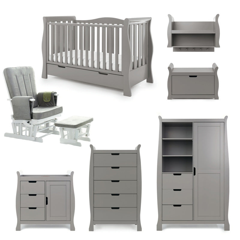 Obaby Stamford Luxe Sleigh 7 Piece Room Set - Taupe Grey 140 x 70