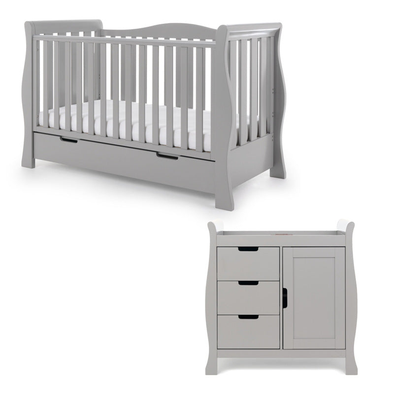 Obaby Stamford Luxe Sleigh 2 Piece Room Set - Warm Grey 140 x 70