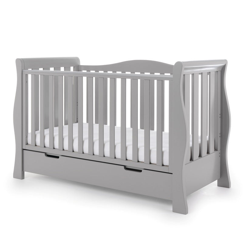 Obaby Stamford Luxe Sleigh Cot Bed - Warm Grey 140 x 70