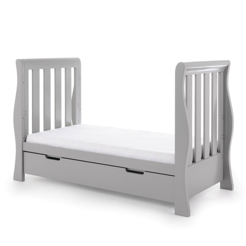 Obaby Stamford Luxe Sleigh Cot Bed - Warm Grey 140 x 70