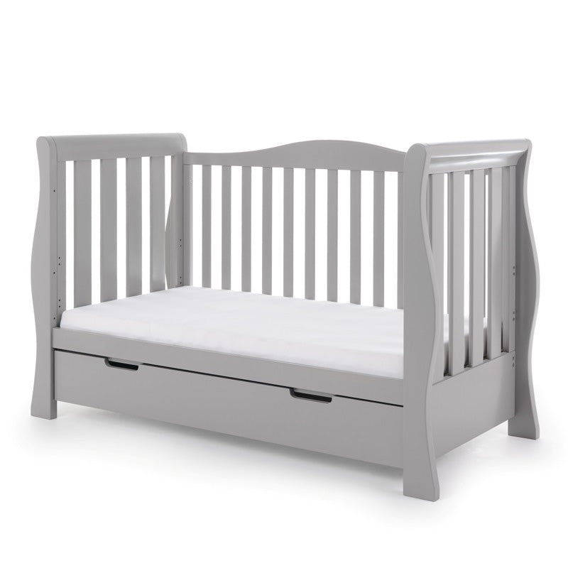 Obaby Stamford Luxe Sleigh Cot Bed - Warm Grey 140 x 70