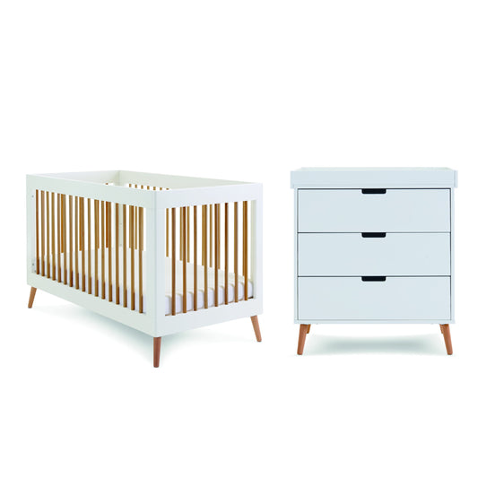 Obaby Maya 2 Piece Room Set - White with Natural 140 x 70