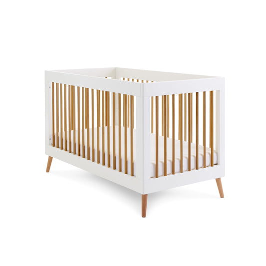 Obaby Maya Cot Bed - White with Natural 140 x 70