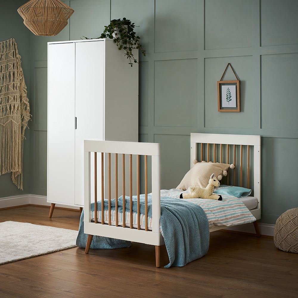 Obaby Maya 3 Piece Room Set - White with Natural 140 x 70