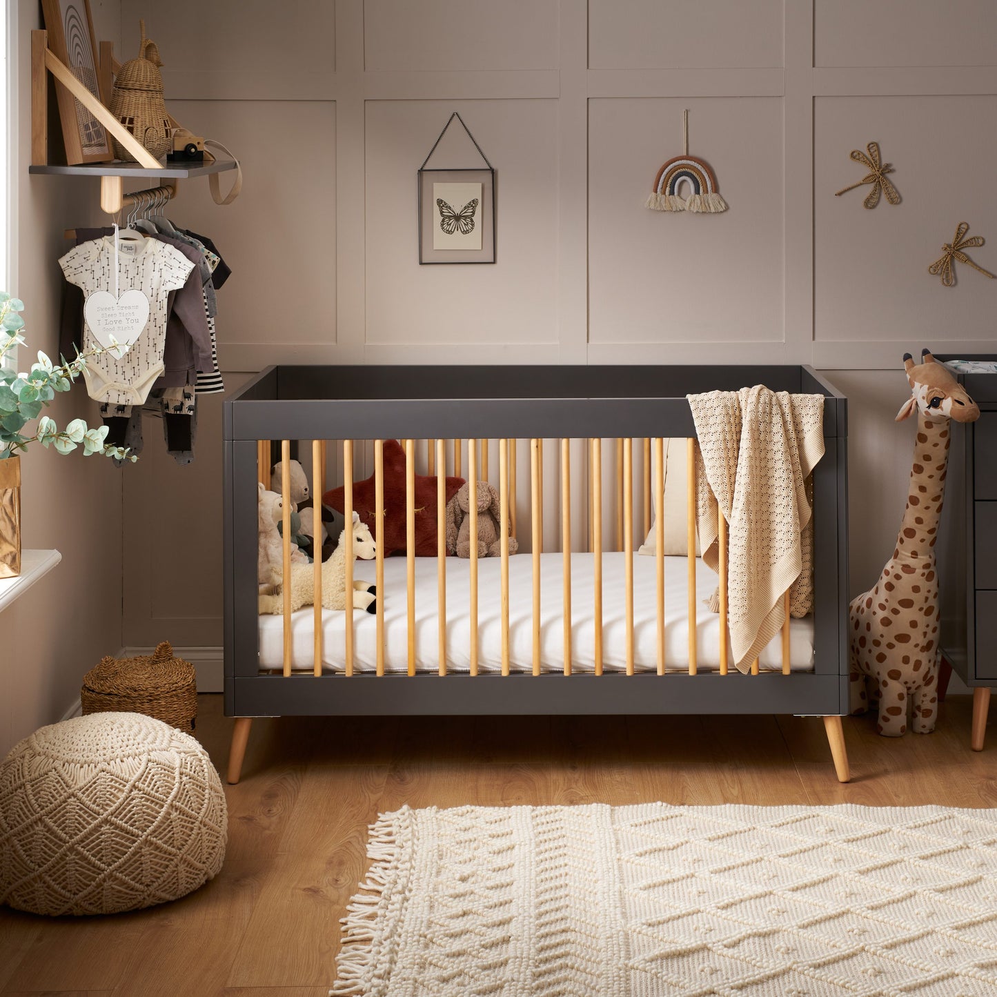 Obaby Maya Cot Bed - Slate with Natural 140 x 70